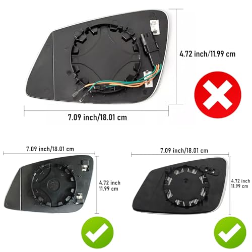 TTCR-II Heated Wing Mirror Glass Replacement Left Passenger Side Compatible with BMW F01 F02 F06 F10 F11 F20 F21 F22 F23 F30 F31 F32 F33 F34 F35 F36 F48 F49 i3 Door Mirror Glass-Left - Image 2