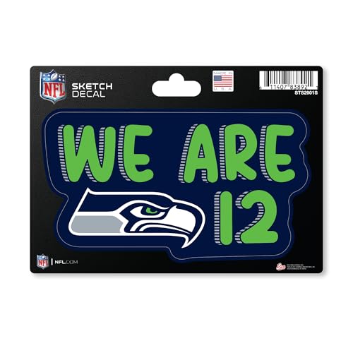 Rico Industries NFL Football Seattle Seahawks Sketch Look 4" X 6" Decal