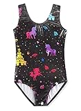 HOZIY Black Gymnastics Leotards Size 4t 5t Little Girl Sleeveless Tank Toddlers Tumbling Outfits Clothes Unitard Kids Leo Unicorn Fancy Diamond Stars Colorful Multicolored Sparkly