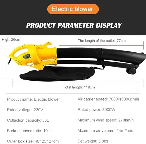 Garden Vacuum Cleaner and Blower, Garden Vacuum and Leaf Shredder with 35-Liter Leaf Collection Bag, Garden Leaf Vacuum Cleaner