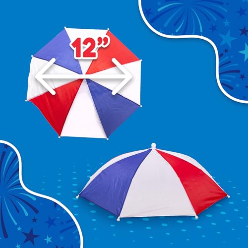 Image of Windy City Novelties 13 inch Hands-Free Umbrella Hat - Sun & Rain Protection for Outdoor Events, Fishing, Festivals & Costume Fun - Adjustable Fit for Adults & Kids