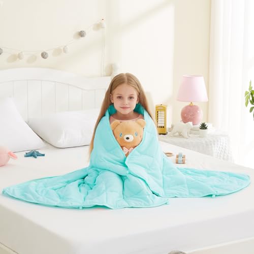 L'AGRATY Weighted Blanket - 40"x60" 7lbs Cooling Breathable Weighted Blanket Microfiber Material with Glass Beads