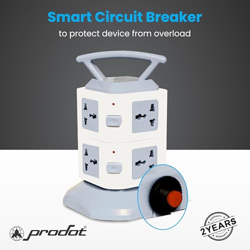Image of ProDot Power Spike Guard, Strip Surge Protector with Master Switch and 8 Outlets, Heavy Duty Extension Cord for Home, Office, Travel & Phone Charging Bricks (2 Meter)