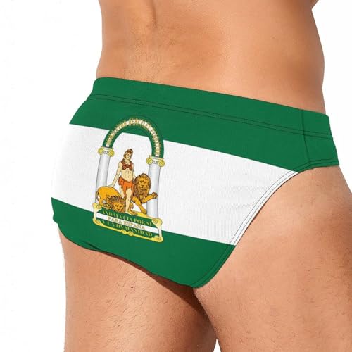 Flag of Andalucía Men's Swim Briefs Low Waist Bikini Swimsuit Underwear Beach Swimwear3