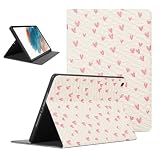 Heart Tablet Case for Tab M10 HD(2nd Gen) TB-X306X 10.1'', Cute Aesthetic Pick Love Pattern Cases for Boys Girls Women, Off-White Protective Cover Flip Leather PU Funda Adjustabl