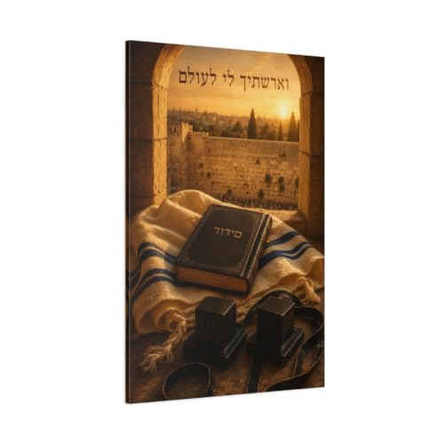Ve'erastich Li Le'olam cadeau de mariage juif grande toile 80x120 cm