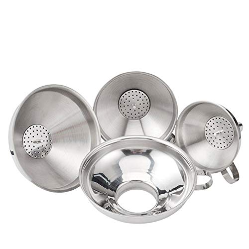 Embudo Embudo de Acero Inoxidable, Embudo de líquido de Aceite de Cocina Embudo de Metal con Filtro Desmontable Embudo de Boca Ancha for enlatar Herramientas de Cocina.