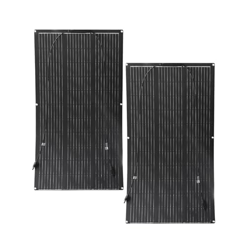 Aysolar 200W 12V Panel Solar Flexible 2x100W ETFE Portátil Placa Solar Monocristalino Fotovoltaico para Barcos, Remolques, Autocaravana, Camper, Caravana, Batería y Superficies