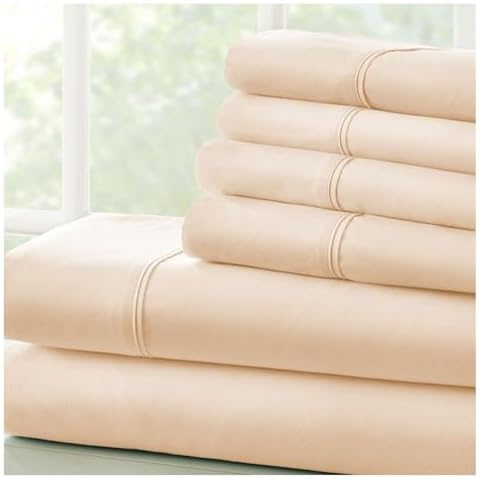 Luxury 6PC Sheets Set Comfort by Generic el Collection California King Ivory Cover