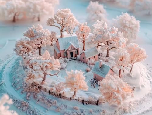 Diamond Painting Chalet sous la neige en kit complet 5D DIY grand format 90x120 cm