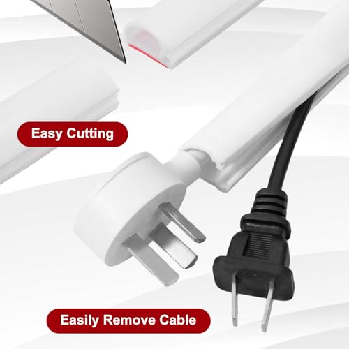 Ocultador de cables para TV montada en pared, cubrecables autoadhesivo de 41" para paredes, organizador de cables flexible de silicona blanco miniatura 5
