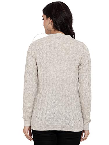Image of Kalt Women Full Sleeves Cable Button Acrylic V-Neck Sweater