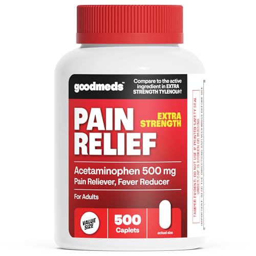 GoodMeds Compare to Extra Strength Tylenol | Acetaminophen 500mg Extra Strength Pain Reliever & Fever Reducer | Headache Muscle Aches Back Pain Cold & Flu Relief 500 Count