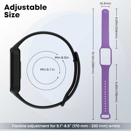 CHULN 5 Pièces Bracelet Compatible avec Xiaomi Smart Band 8 Active et Redmi Smart Band 2, Bracelets de Remplacement Souple Silicone Sport Réglable pour Xiaomi Smart Band 8 Active. – Image 6