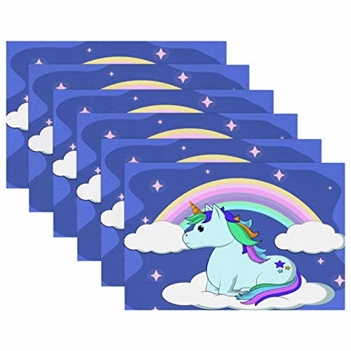 Sets de table nuages antidérapants 30x45cm licorne arc-en-ciel table - 6