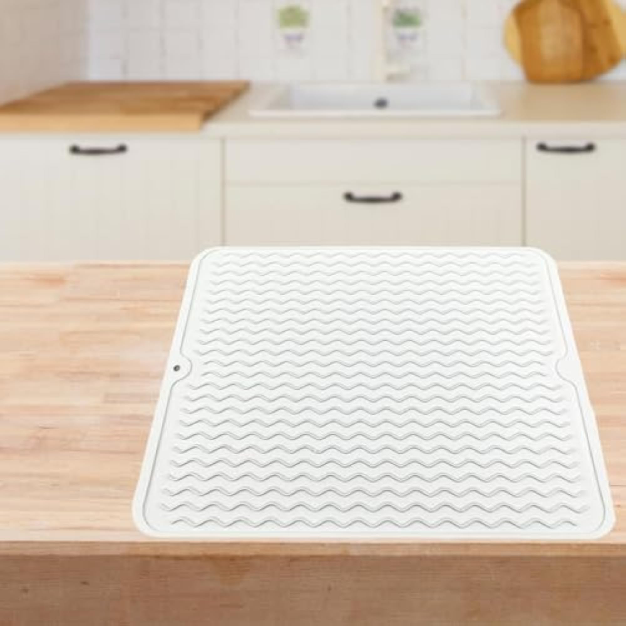 Dish Drying Mat for Kitchen, White