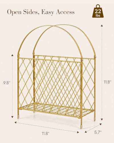 Medcph Gold Metal Magazine Holder, Magazine Rack & Storage Basket Organizer - image 3