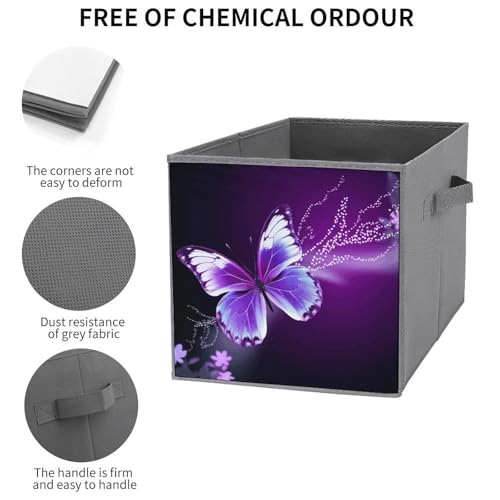 Boîte de rangement pliable papillon violette empilable pour placard
