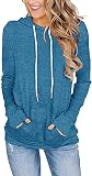 FEEKEKE Women's Lightweight Long Sleeve Hoodies Casual Hooded Sweatshirts Pullover Tunic Tops with P
