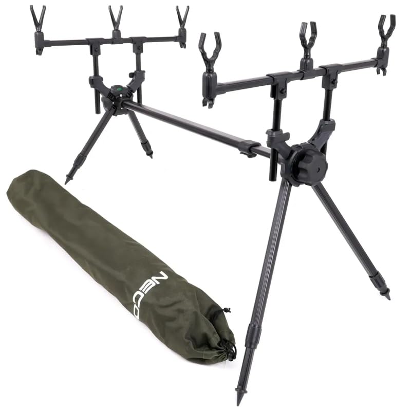 NECO Stojak Wędkarski RodPod na 3 Wędki – Solidny i Regulowany Tripod Karpiowy, Profesjonalne Stanowisko Wędkarskie z Pokrowcem, Lekki i Praktyczny Sprzęt dla Wędkarzy (RP186 K4)