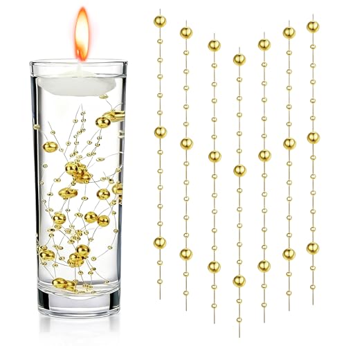 Tarqite 18 velas flotantes de perlas de agua doradas, perlas flotantes, perlas de agua, velas decorativas, guirnalda de perlas para jarrón, llenadora de botellas de agua, bodas, accesorios para el