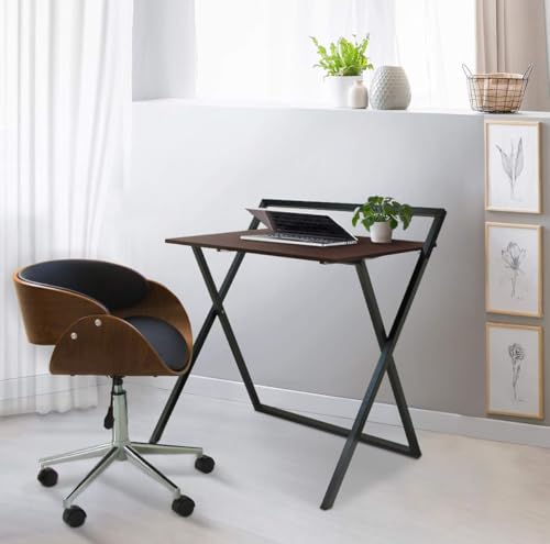 Image of Engineered Wood Foldable Study Desk Folding Work from Home, Laptop Table,Computer Desk & Workstation (PZ-B5D) Brown