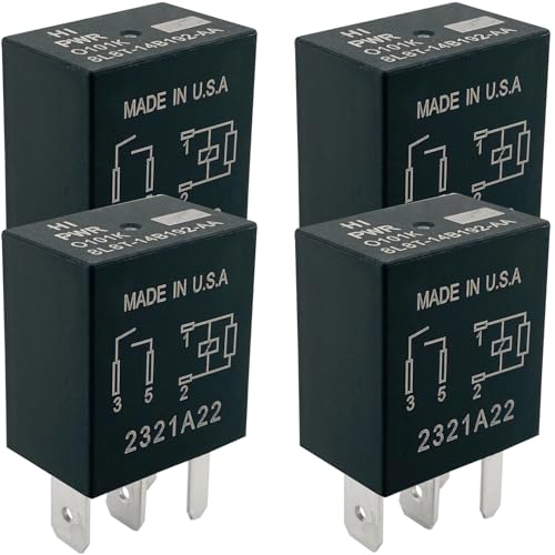 8L8T-14B192-AA High Power Automotive Relay (4-Pack), 12V 4-Pin SPST, Compatible with Ford Escape Edge Explorer F-150 Mustang Lincoln, Replacement for 8T2T-14B192-AA Blower Motor PCM AC Relay
