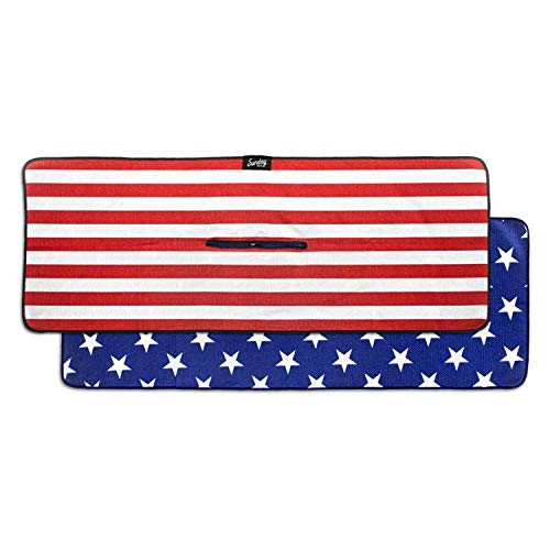 Sunday Golf Microfiber Golf Towel 14 x 40 inches| Premium Fabric | Waffle Pattern with Center Slit (Stars and Striped)