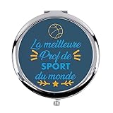 Parfait pour offrir en cadeau Fabulous Miroir de Poche en métal Bleu - La Meilleure Prof de Sport du Monde Basket Ballon Equipe - (Diamètre 70 mm)