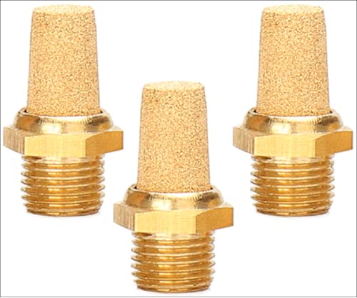 Pneumatic Silencer Sintered Bronze 3/8 Inch Set of 3 Industrial Quality