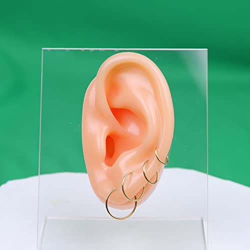 4 Pairs G23 Pure Titanium Huggie Hoop Earrings Tiny Wire Hypoallergenic F136 Implant Grade For Sensitive Ear (0.8Mm Wire Hoop, Shiny Grey) #TOP6