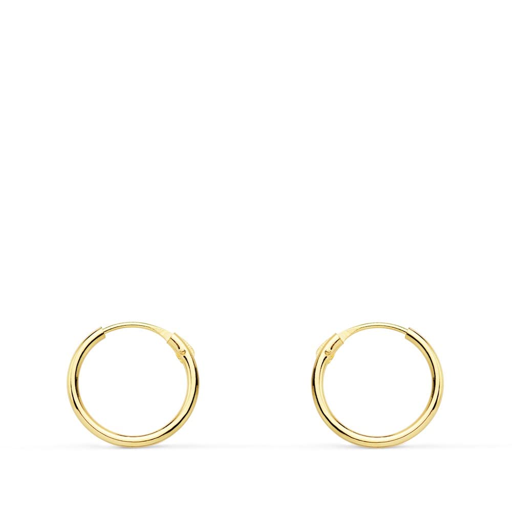 Inmaculada Romero IRPendientes oro 18k aros 10mm. redondos lisos ligeros niña