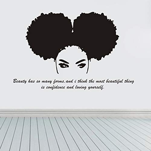 JUEKUI Beautiful Tribal African Woman Wall Sticker Beauty Salon Africa Girl Decal Quote Home Decor Bedroom Living Room Stickers WS72 (Black)