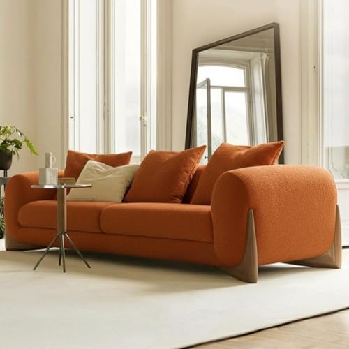 Image of Classic 3+1= 4 Seater with Footrest Seater Sofa Set Luxury Chesterfield Modern Fahionalable Sleeper Sofa for Living Room, Dining Room, (3+1+Ottoman Rust Orangesofa Set Boucle Fabric)
