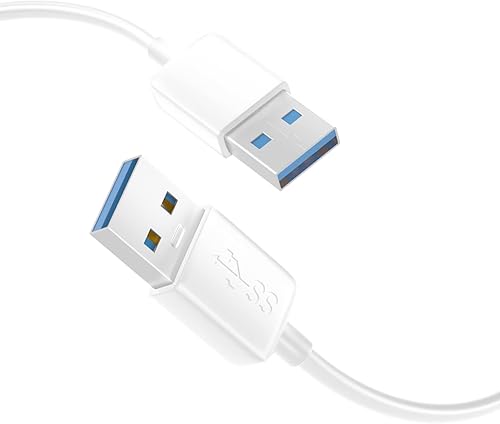 BolAAzuL Cable de extensión USB 3.0 tipo A, macho a macho, color blanco, 5 pies, cable de extensión bidireccional USB 3.0 macho de 4.9 ft, adaptador