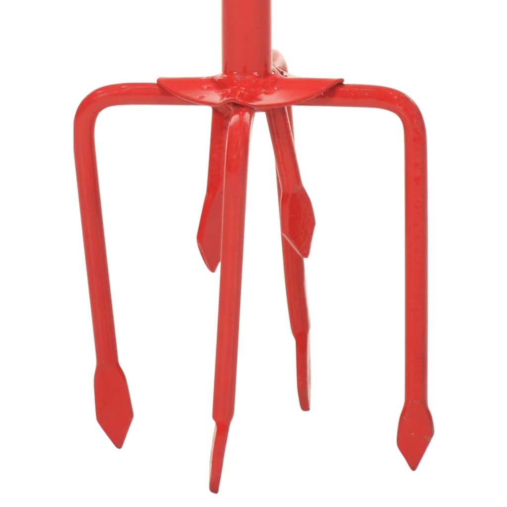Gartenkralle aus Stahl rot mit ergonomischem PE-Griff, Bodenkralle für Bodenbearbeitung, Lockern, Umgraben, Rasenpflege, Gemüse- und Blumenbeete, langlebiges Gartenwerkzeug, 97 cm