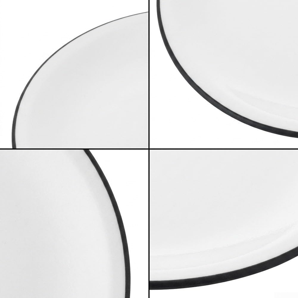 Juego de 4 platos redondos de melamina, planos, color negro, para bordes, resistentes a roturas, para restaurante o hogar, 22,8 cm (gris)