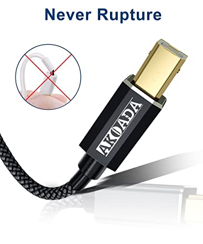 AkoaDa USB 2.0 Printer Cable 20FT, USB Type A Male to B Male Printer Scanner Cord High Speed Compatible with HP, Canon, Dell, Epson, Lexmark, Xerox, Samung Black