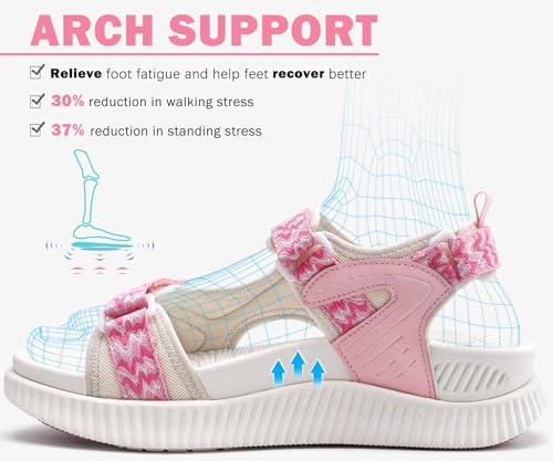 Image of KuaiLu Womens Orthopedic Walking Sandals with Comfortable Arch Support Plantar Fasciitis Relief Summer Outdoor Hiking Sport Recovery Adjustable Strap Athletic Chunky Cushion Shoes