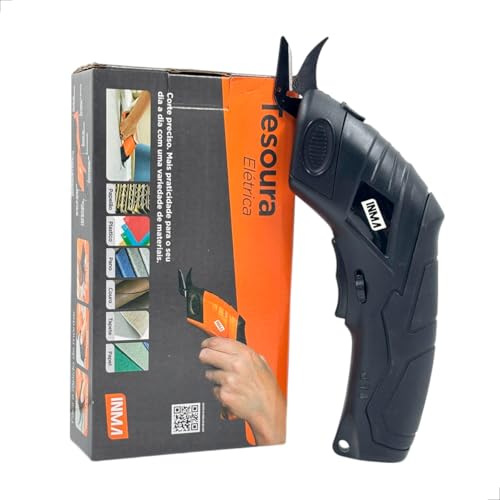 Tesoura Elétrica Portátil INMA para Tecido e Papelão (Preta)