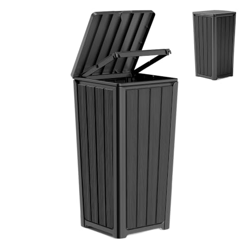 Caneca de basura exterior 30 galones con tapa, resina negra