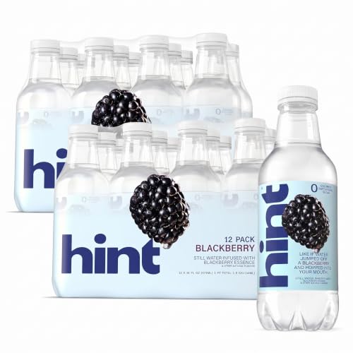 Hint Water Blackberry, Pure Water Infused with Blackberry, Zero Sugar, Zero Calories, Zero Sweeteners, Zero Preservatives, Zero Artificial Flavors, 16 Fl Oz (Pack of 24)