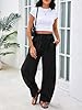 Aoysky Womens Baggy Barrel Wide Leg Pants Drawstring Elastic High Waisted Casual Loose Trousers Pockets #3