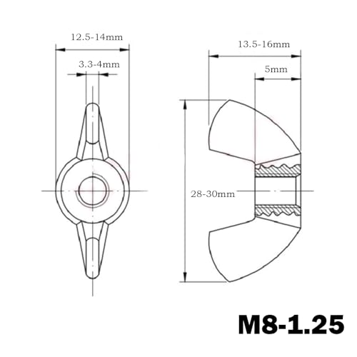 Image of M8 Wing Nuts,Stainless Steel 18-8(304) Wing Nuts, 20Pcs-Pack
