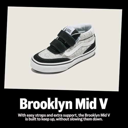 Vans Toddler Brooklyn Mid V Shoe - Comfortable Mid-Top Sneakers for Boys & Girls. Tonal Check Pewter. 6
