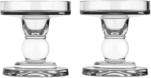 2 portavelas de cristal, portavelas de cristal, candelabros de pilar transparente para bodas, fiestas, decoración de vacaciones (pequeño)