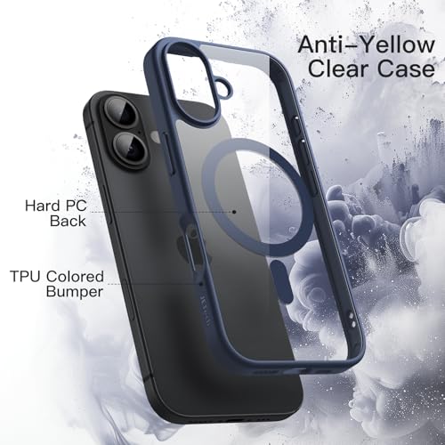 Image of JETech Magnetic Case for iPhone 17 6.3-Inch Compatible with MagSafe, Shockproof Phone Bumper Cover, Solid Color Matte TPU Frame, Anti-Scratch Clear Back (Storm Blue)