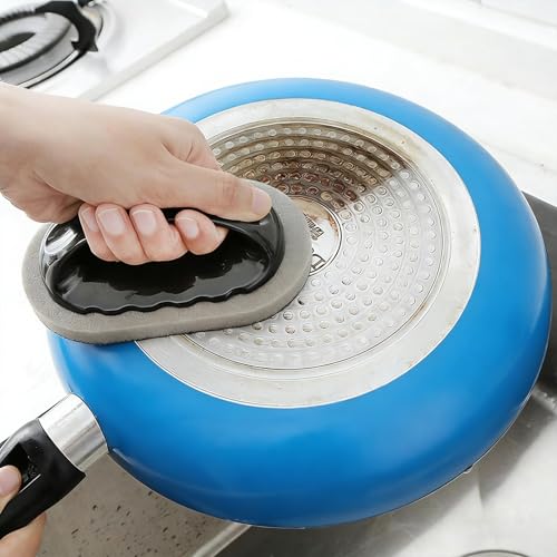 Image of Scrub Sponge with Handle, Scrubbing Pad for Stubborn Stains on Pots Pans & Kitchen Surfaces (4)