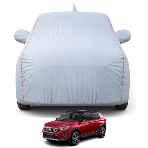 Image of Premium Car Cover for Honda's WR-V Model | Waterproof, UV & Dust Protection | Mirror & Antenna Pocket | Triple Stitched, Soft Inner Lining, Belt & Buckle (Dark Grey)