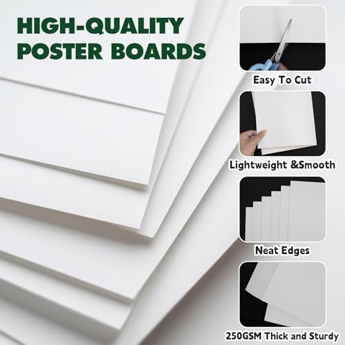 Image of TUXIYA 200 Pack White Poster Board,11 inch x 14 inch White Poster Paper Bulk | 250GSM /92LB Heavy-Weight Blank Poster Board for Arts,Craft,Projects Presentations,Drawing Scrapbooking